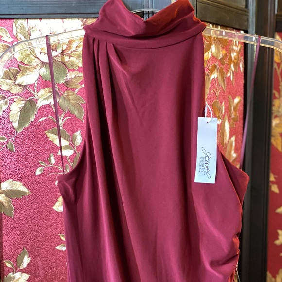 BRAND NEW BADGLEY MISCHKA RUCHED HALTER-NECK COCKTAIL DRESS- BURGUNDY SZ 0-4 - Picture 7 of 16